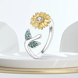925 Silver Zircon Open Ring for Women Engagement Anniversary Gift