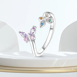 925 Silver Zircon Open Ring for Women Engagement Anniversary Gift