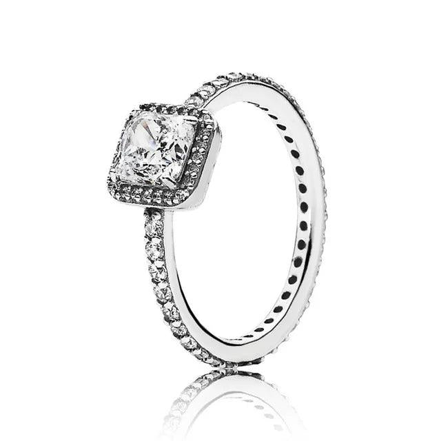 925 Silver Four Claw Crystal Ring for Women Wedding Party