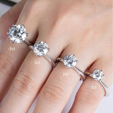 925 Silver CZ Engagement Wedding Rings for Women 1CT/2CT/3CT Bridal Jewelry