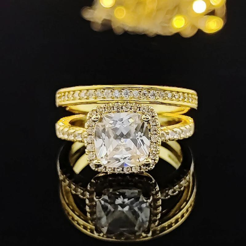 Silver Bride Wedding Ring Set for Women Bride Engagement Bands Eternity