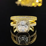 Silver Bride Wedding Ring Set for Women Bride Engagement Bands Eternity