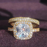 Silver Bride Wedding Ring Set for Women Bride Engagement Bands Eternity