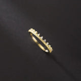 Real 925 Sterling Silver Crown Slim Ring 14K Plated