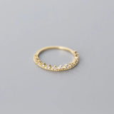 Real 925 Sterling Silver Crown Slim Ring 14K Plated