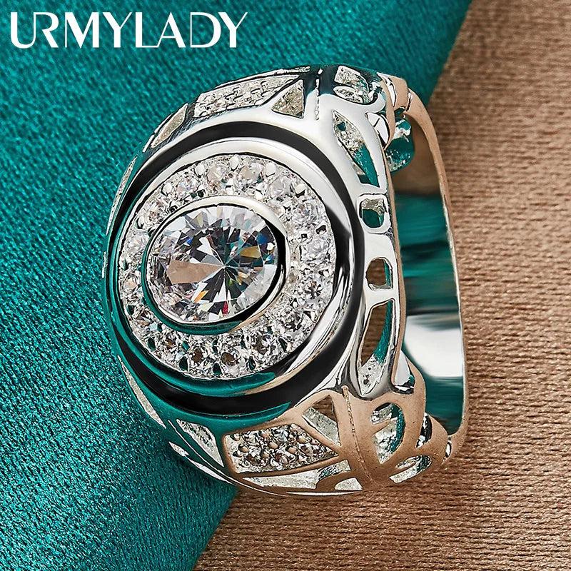 925 Silver Zircon Ring For Women Wedding Party Charm Jewelry