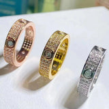 Three Rows Diamond 18K Non Fading Men's Ring Women's Zircon Jewelry
