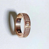 Three Rows Diamond 18K Non Fading Men's Ring Women's Zircon Jewelry