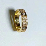 Three Rows Diamond 18K Non Fading Men's Ring Women's Zircon Jewelry