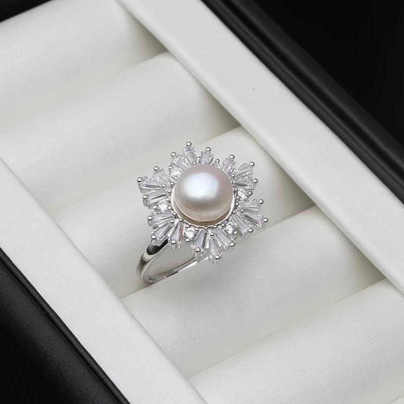 Natural Freshwater Pearl Ring 925 Silver for Women