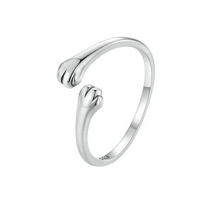 Adjustable Sterling Silver Cat Paw Ring for Pet Lover Gift