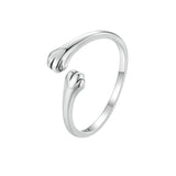 Adjustable Sterling Silver Cat Paw Ring for Pet Lover Gift