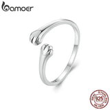 Adjustable Sterling Silver Cat Paw Ring for Pet Lover Gift