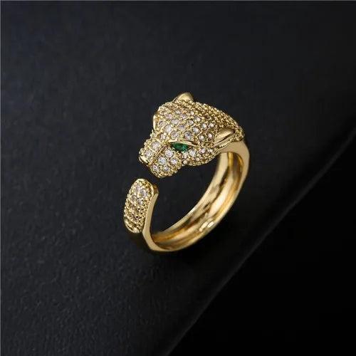 14k Wedding Leopard Crystal Rings
