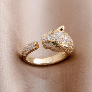 14k Wedding Leopard Crystal Rings