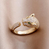 14k Wedding Leopard Crystal Rings
