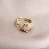 14k Wedding Leopard Crystal Rings