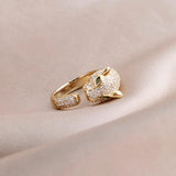 14k Wedding Leopard Crystal Rings