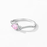 925 Sterling Silver Pink Heart Crystal Stackable Rings For Women