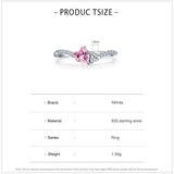 925 Sterling Silver Pink Heart Crystal Stackable Rings For Women
