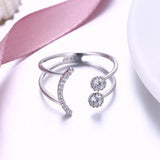 Adjustable Smiley Face Silver Ring - Party Jewelry