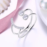 Adjustable Smiley Face Silver Ring - Party Jewelry
