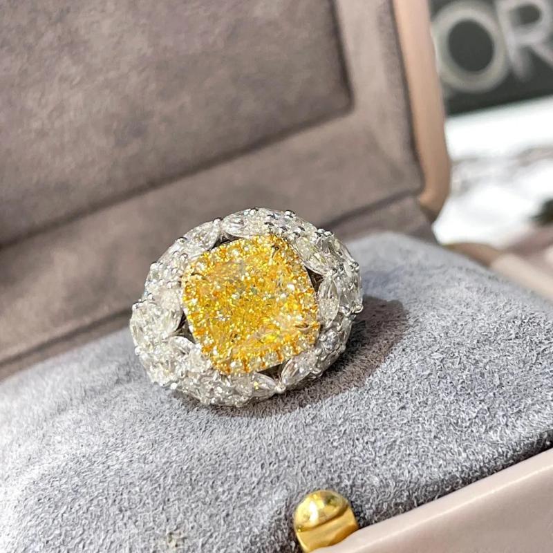 Arrival Citrine Ring Silver Zircon Diamond Wedding Engagement Couple Jewelry