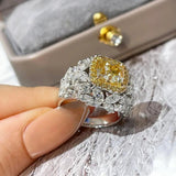Arrival Citrine Ring Silver Zircon Diamond Wedding Engagement Couple Jewelry
