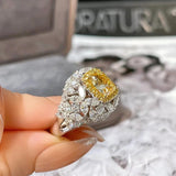 Arrival Citrine Ring Silver Zircon Diamond Wedding Engagement Couple Jewelry
