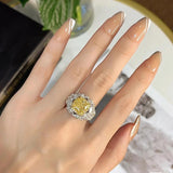 Arrival Citrine Ring Silver Zircon Diamond Wedding Engagement Couple Jewelry
