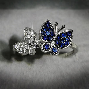 925 Sterling Plata Butterfly Zircon Stone Rings for Women