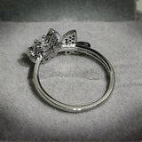 925 Sterling Plata Butterfly Zircon Stone Rings for Women