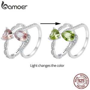 925 Silver Heart Stone Ring Band for Women Fine Jewelry Gift