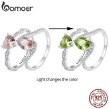 925 Silver Heart Stone Ring Band for Women Fine Jewelry Gift