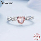 925 Silver Heart Stone Ring Band for Women Fine Jewelry Gift