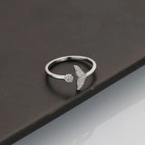 925 Silver Fishtail Zircon Ring for Women Fairy Engagement Adjustable Jewelry