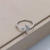 925 Silver Fishtail Zircon Ring for Women Fairy Engagement Adjustable Jewelry