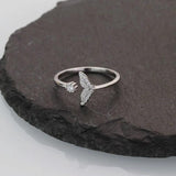 925 Silver Fishtail Zircon Ring for Women Fairy Engagement Adjustable Jewelry