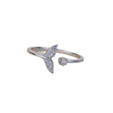 925 Silver Fishtail Zircon Ring for Women Fairy Engagement Adjustable Jewelry