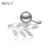 Gray Pearl Leaves Ring for Women Wedding/Party Gift
