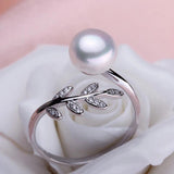 Gray Pearl Leaves Ring for Women Wedding/Party Gift