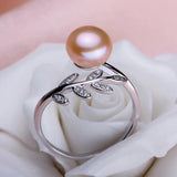 Gray Pearl Leaves Ring for Women Wedding/Party Gift