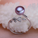 Gray Pearl Leaves Ring for Women Wedding/Party Gift