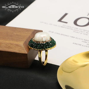 Baroque Pearl Women's Ring Adjustable Party Jewelry