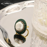 Baroque Pearl Women's Ring Adjustable Party Jewelry