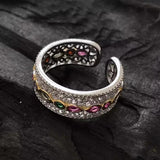 925 Silver Pink Zircon Lace Retro Ring for Women