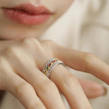 925 Silver Pink Zircon Lace Retro Ring for Women