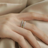 925 Silver Pink Zircon Lace Retro Ring for Women