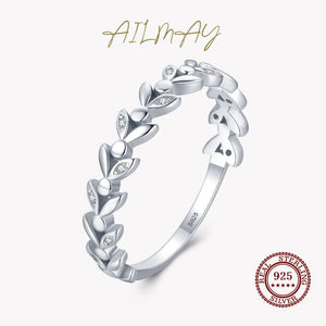 925 Silver Lucky Tree Leaf Stackable Ring for Women Anniversary Gift