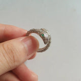 925 Silver Snake Ring with Green Eyes Zircon